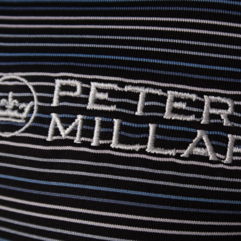 Peter Millar Black White Blue Striped Polo